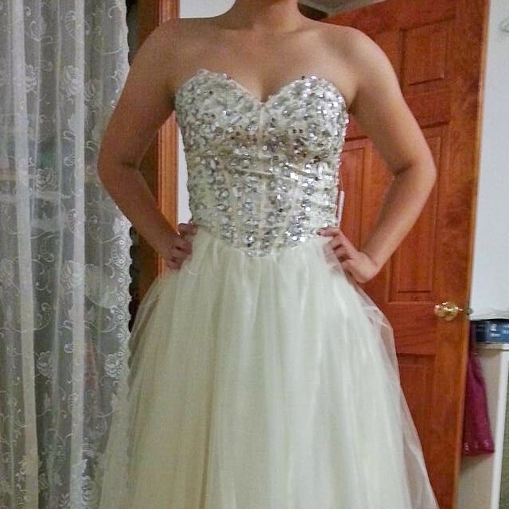 Strapless White Prom Dress